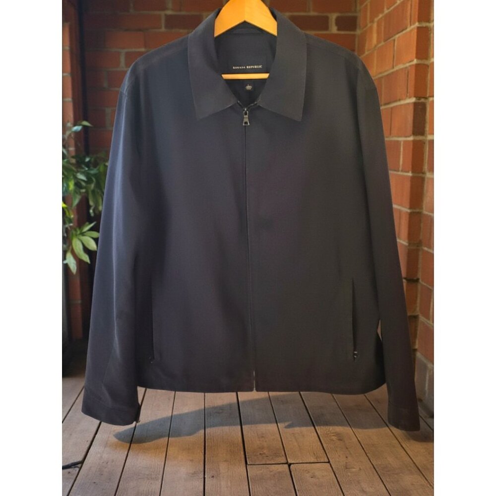 Banana Republic Men's Black Zip Front Jacket Size L | Lightweight Casual Bomber